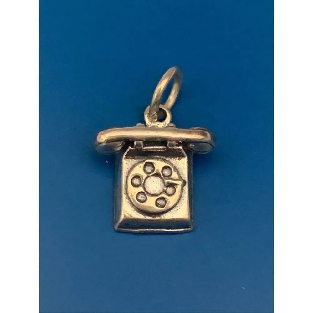 .925 Phone Rotary Sterling Silver Jewelry Charm #phone